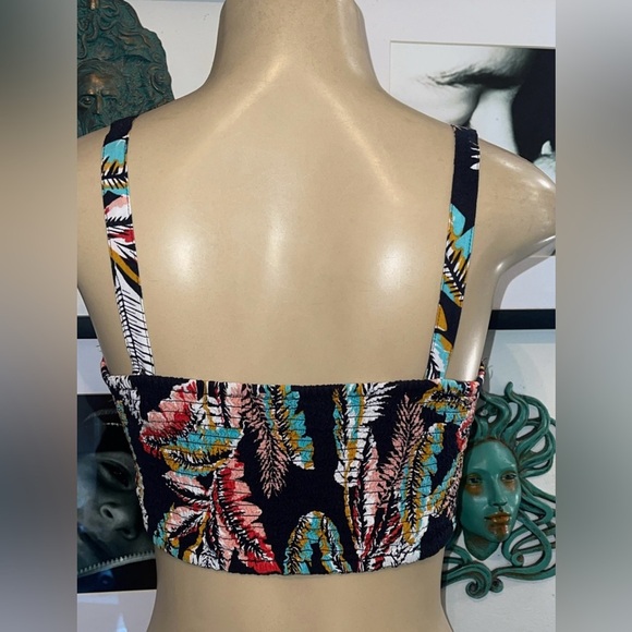 Band of Gypsies Retro Tropical Sweetheart Crop Top  M - Picture 2 of 9